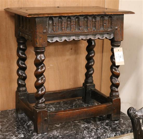 An 18th century oak joint stool W.46cm